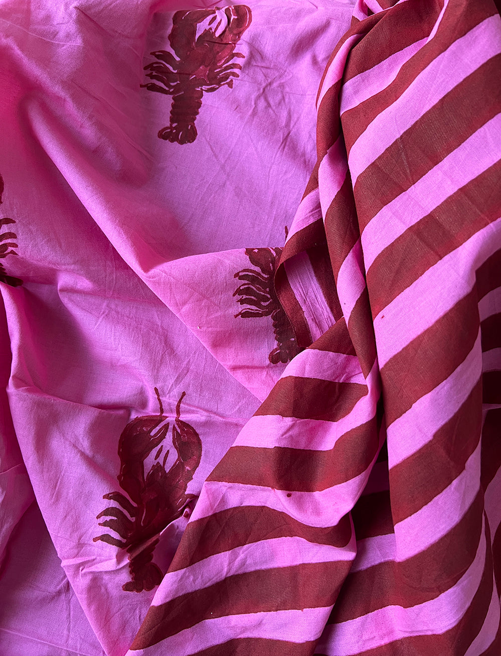 cotton fabric |  hot pink red stripe