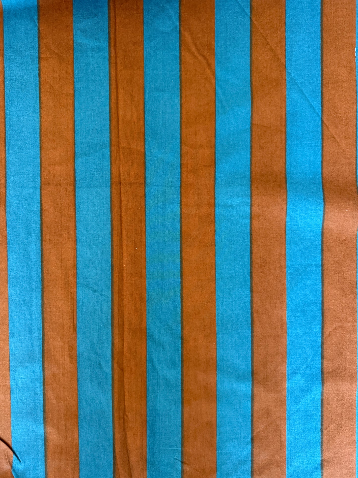 cotton fabric |  denim blue & chocolate brown stripe