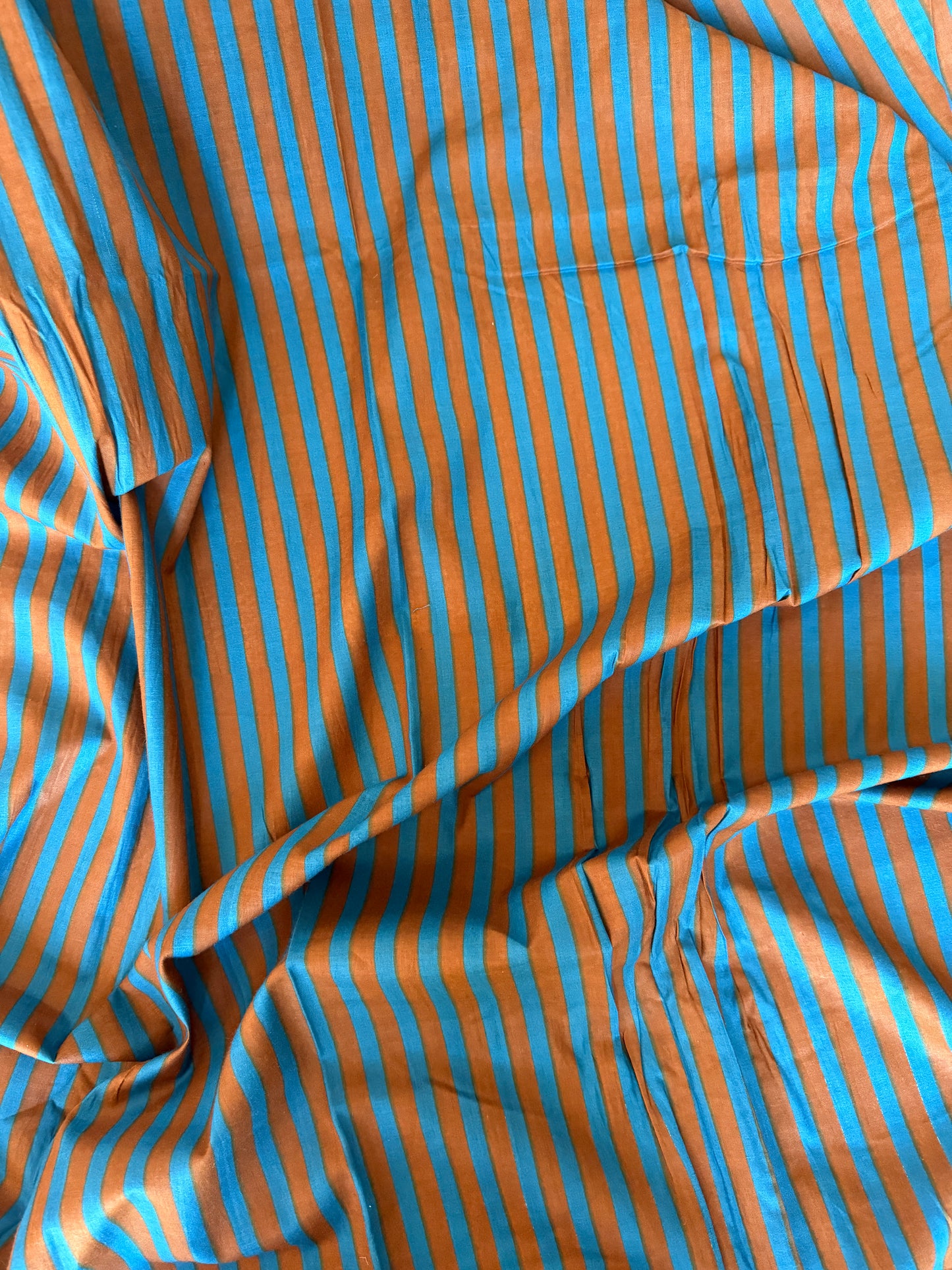 cotton fabric |  denim blue & chocolate brown THIN stripe