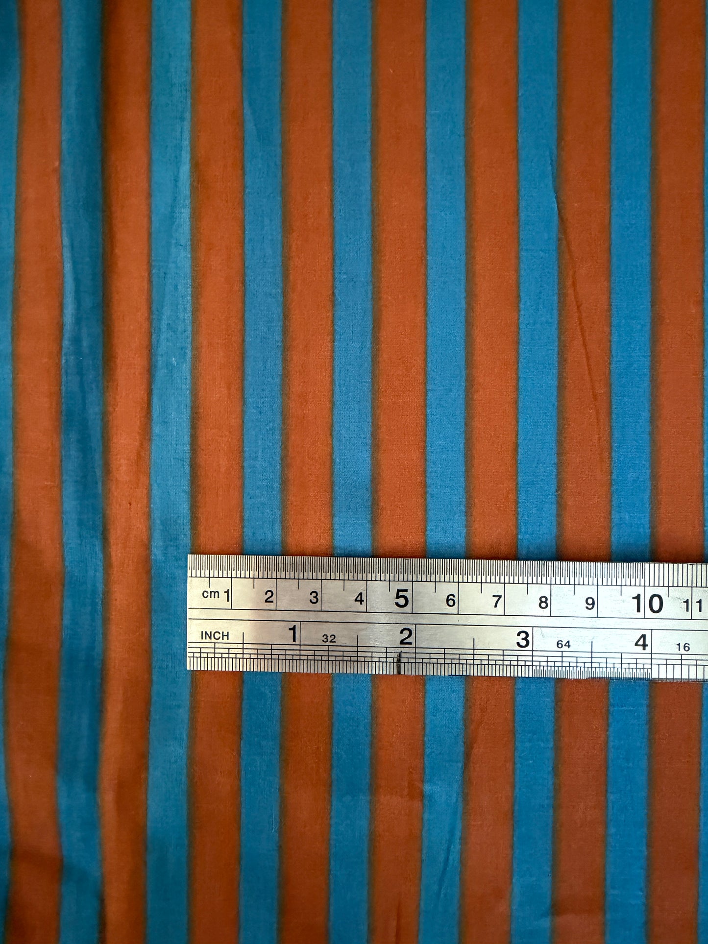cotton fabric |  denim blue & chocolate brown THIN stripe