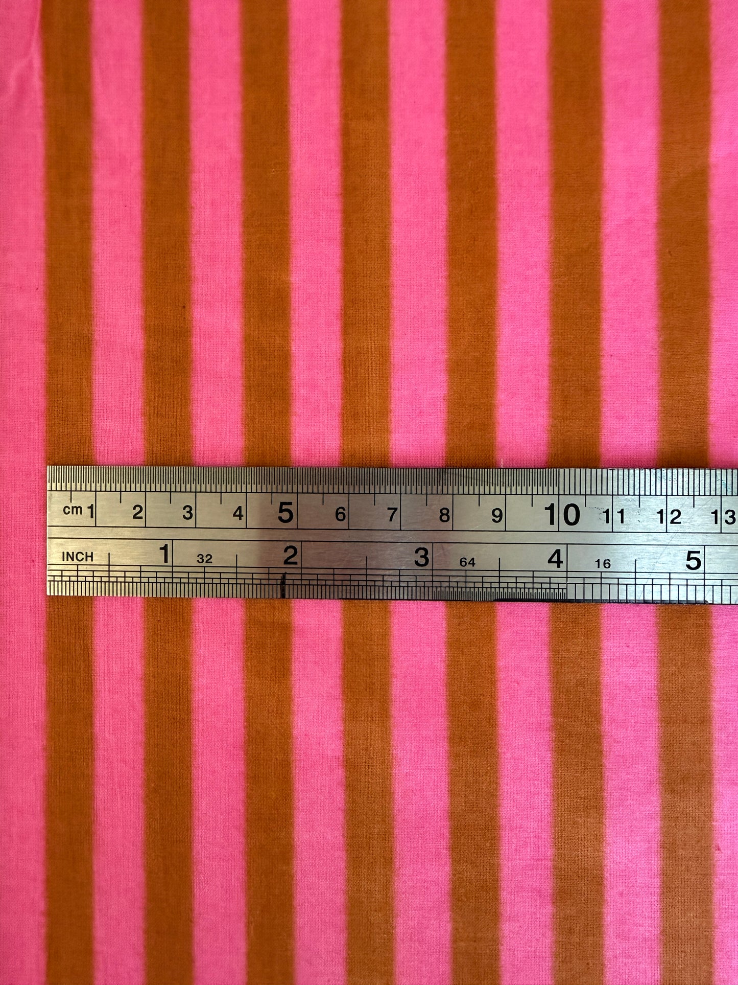 cotton fabric |  candy pink and caramel stripe THIN stripe