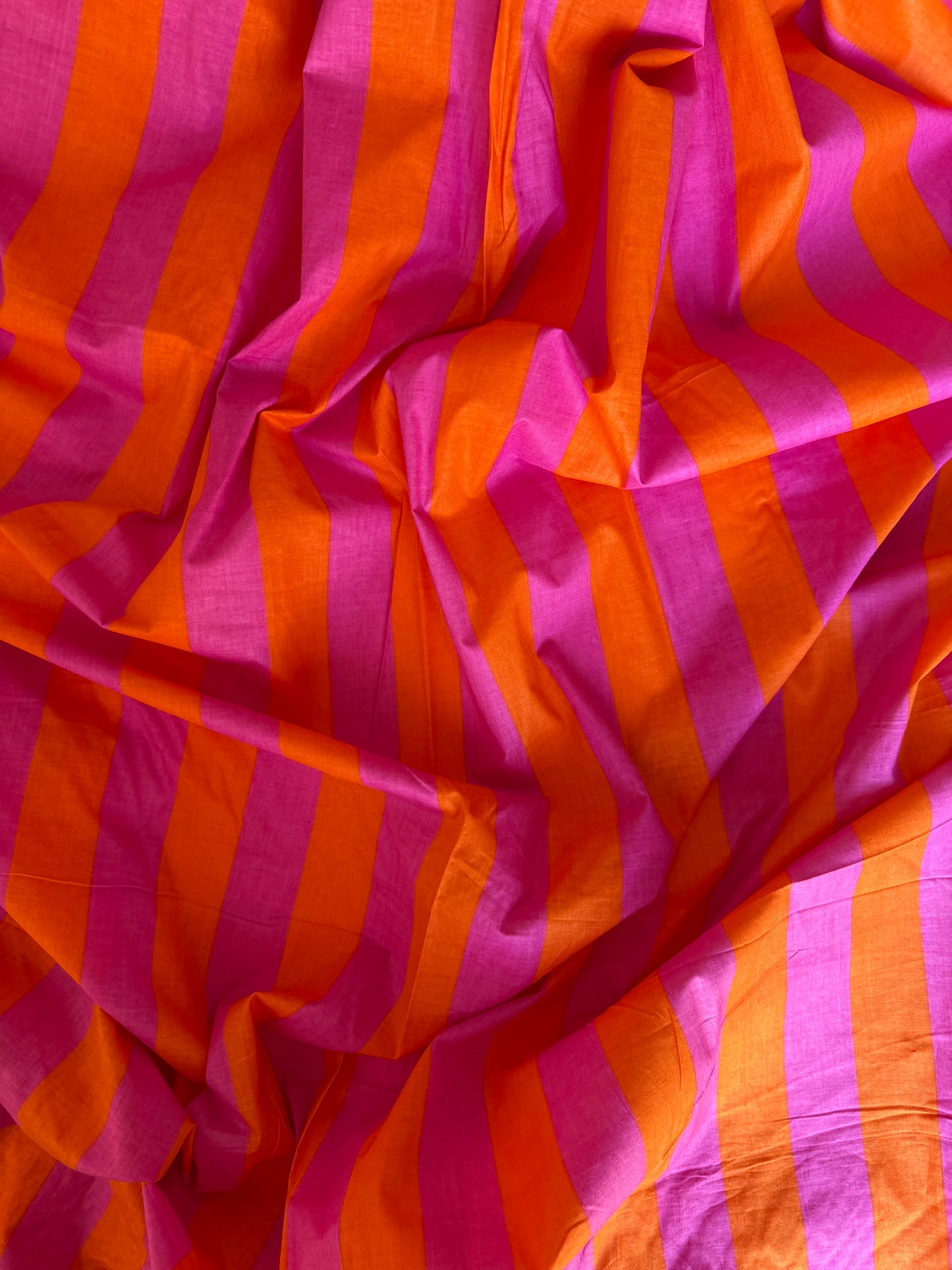 cotton fabric |  hot pink & orange stripe