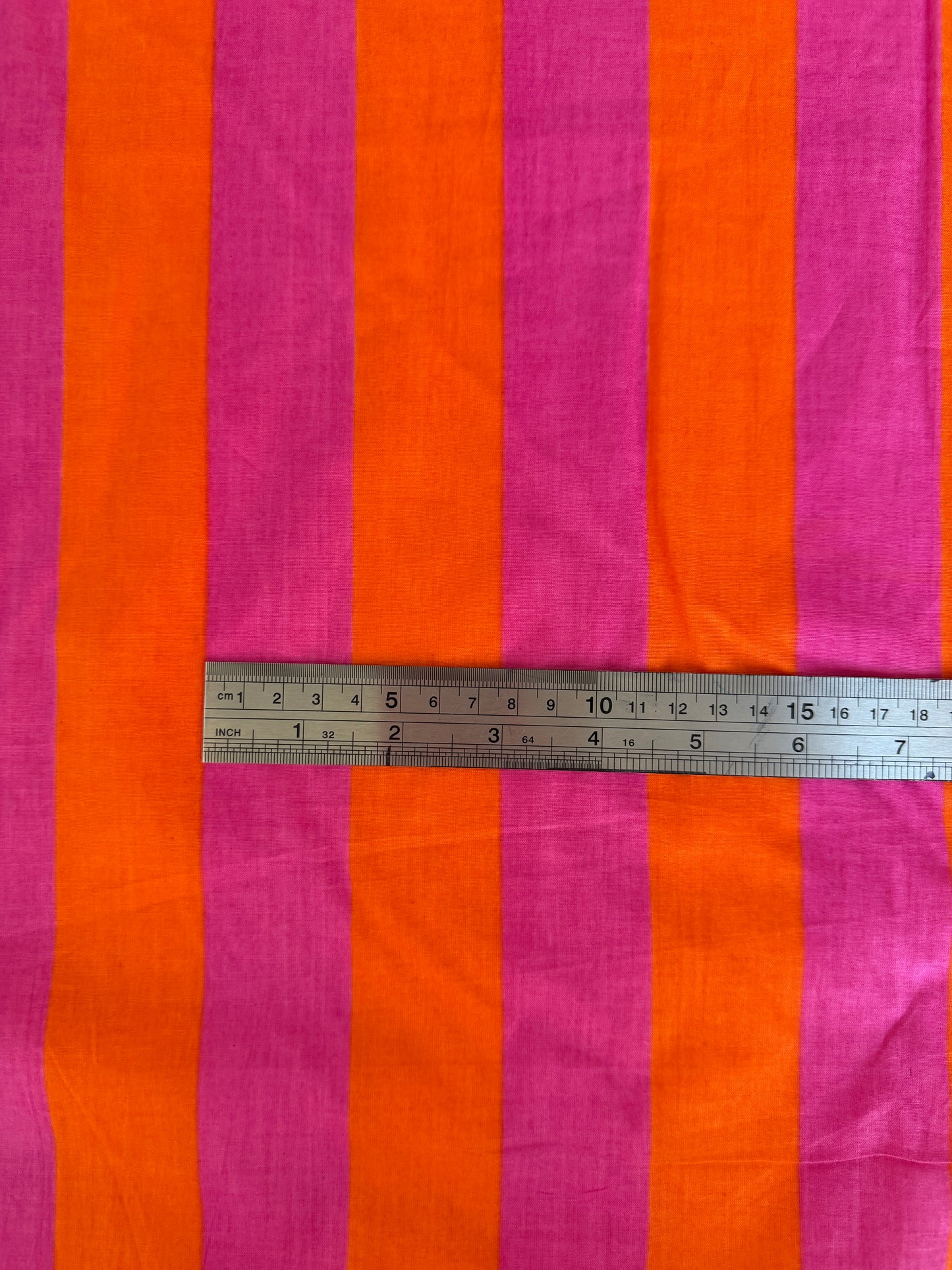 cotton fabric |  hot pink & orange stripe