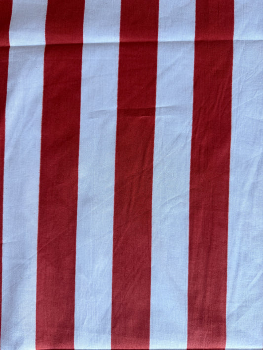 cotton fabric |  rusty red and light grey stripe