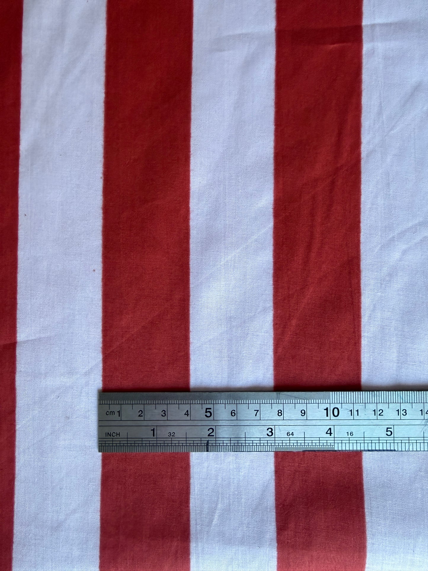 cotton fabric |  rusty red and light grey stripe