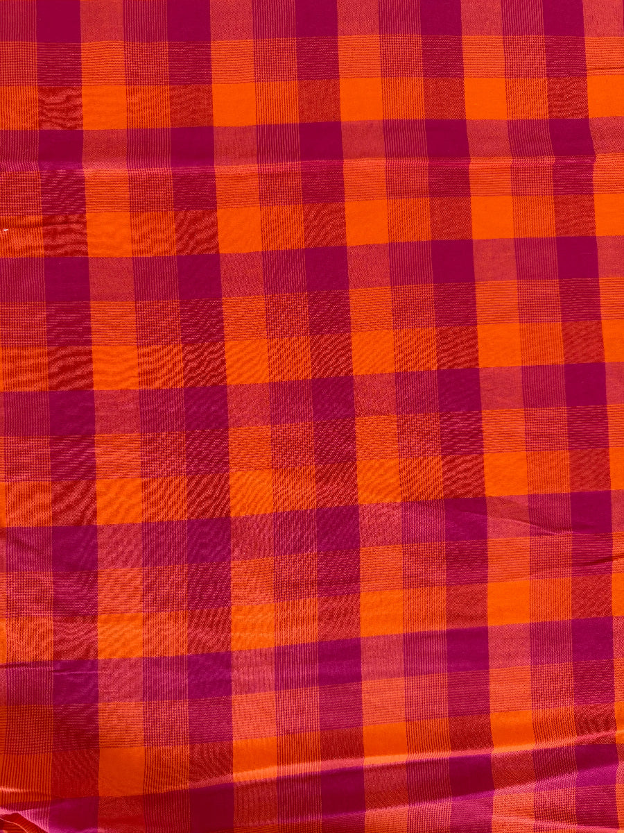 Orange & Raspberry Pink Woven Cotton Check