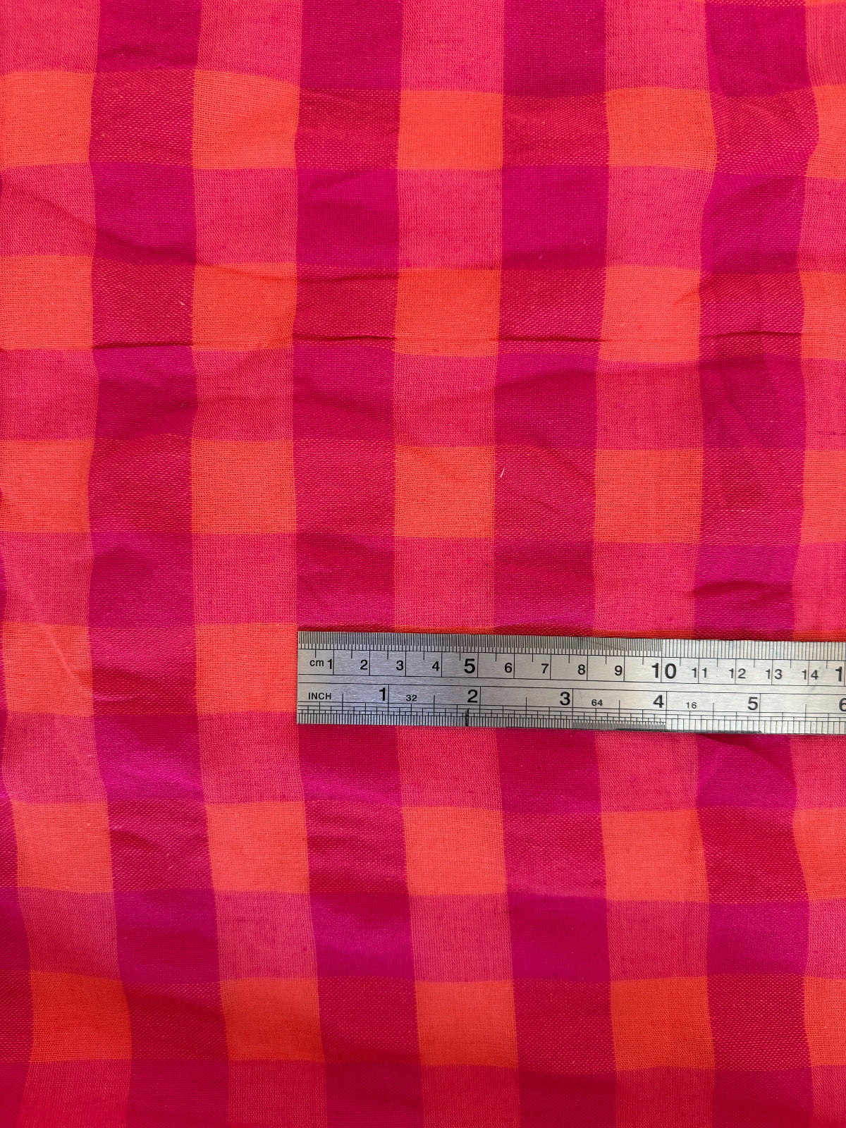 Raspberry & Orange Check