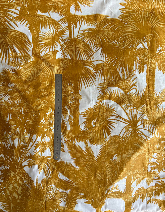 lightweight cotton large scale white and golden palm tree silhouettes