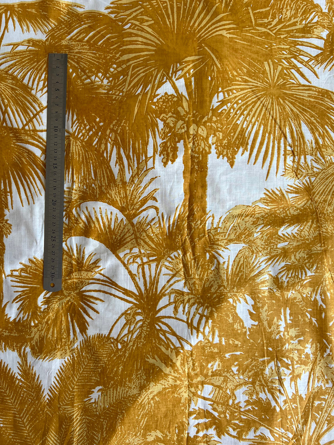 lightweight cotton large scale white and golden palm tree silhouettes