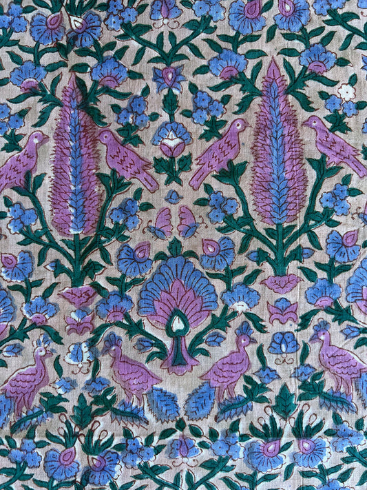 cotton fabric | mauve, natural, peace doves