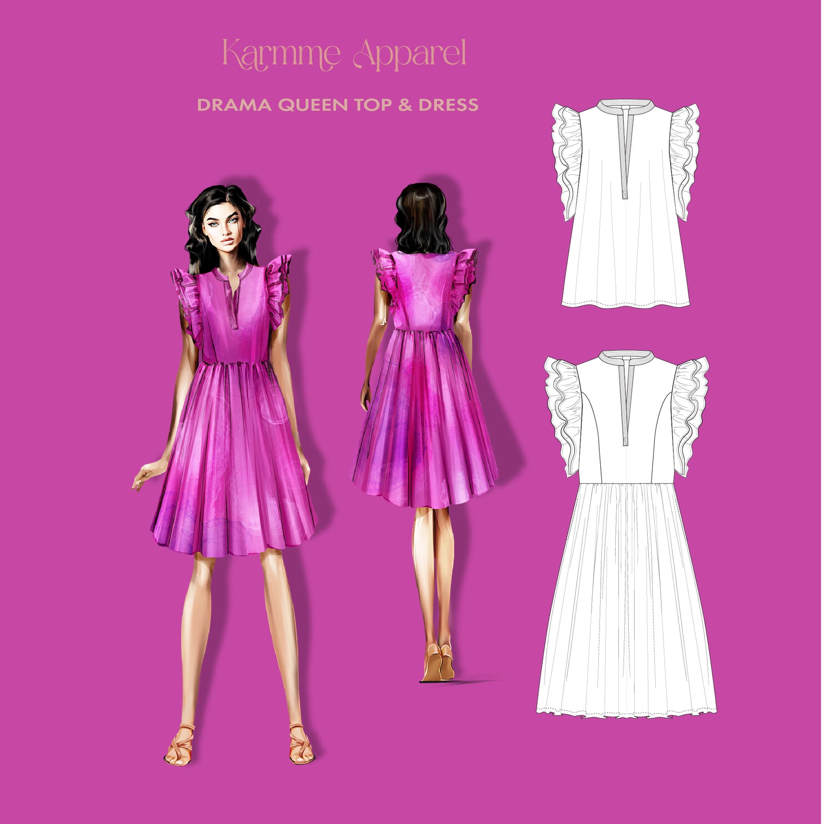 PDF Sewing Pattern | Drama Queen Top & Dress – Karmme Apparel