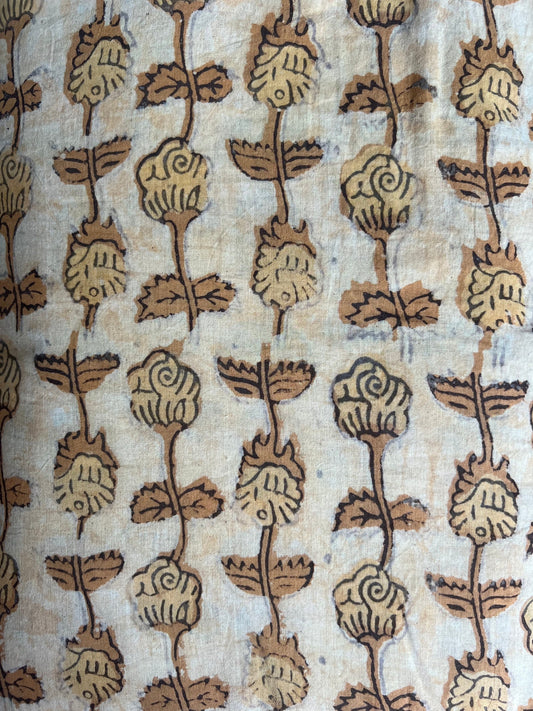 cotton fabric |  earthy yellow mini rosettes